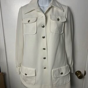 Vintage Cream Blazer Gold Button Jacket Structured Minimalist Classic